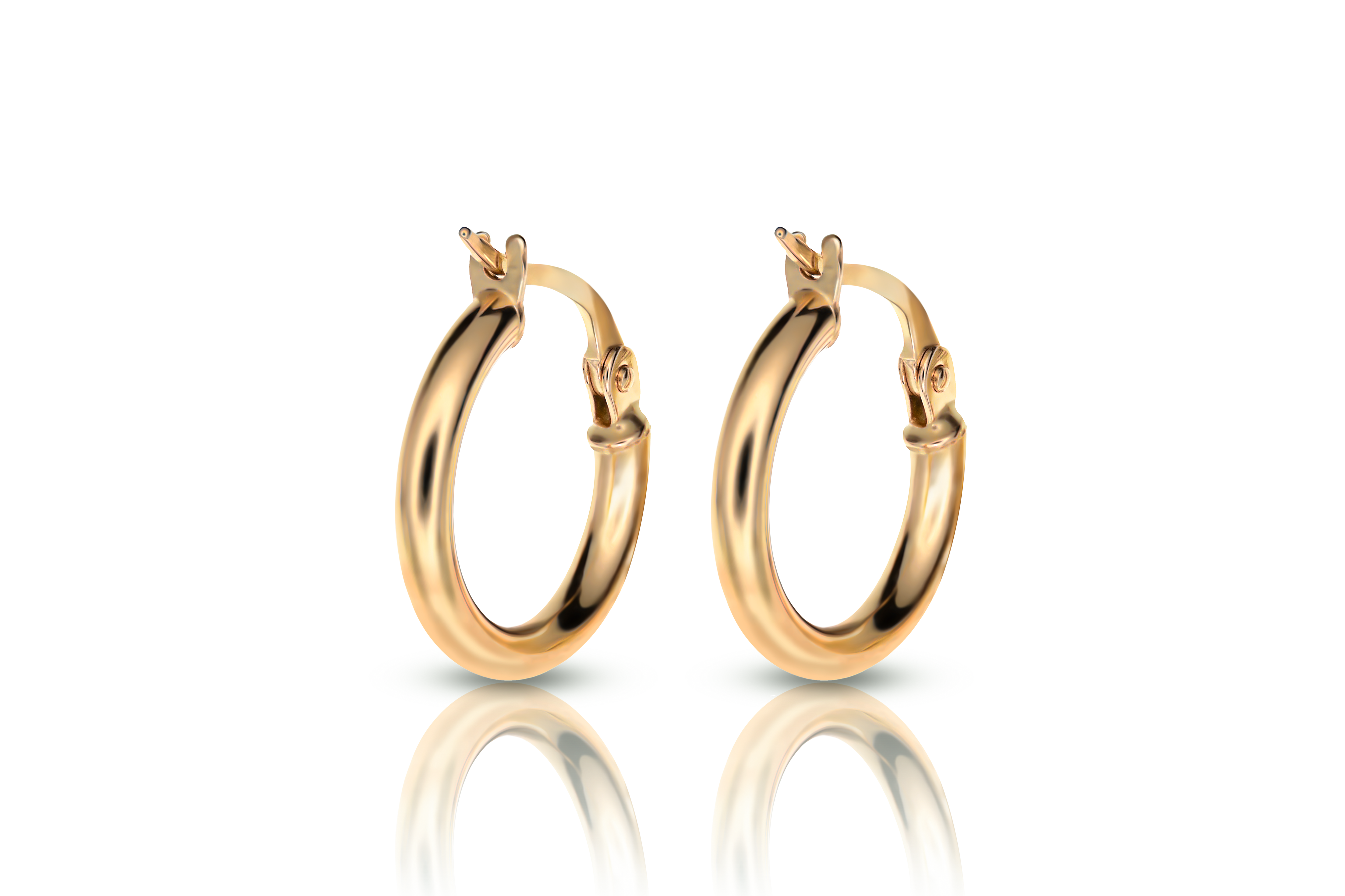 14K guldörhängen creoler rör, äkta guld dam