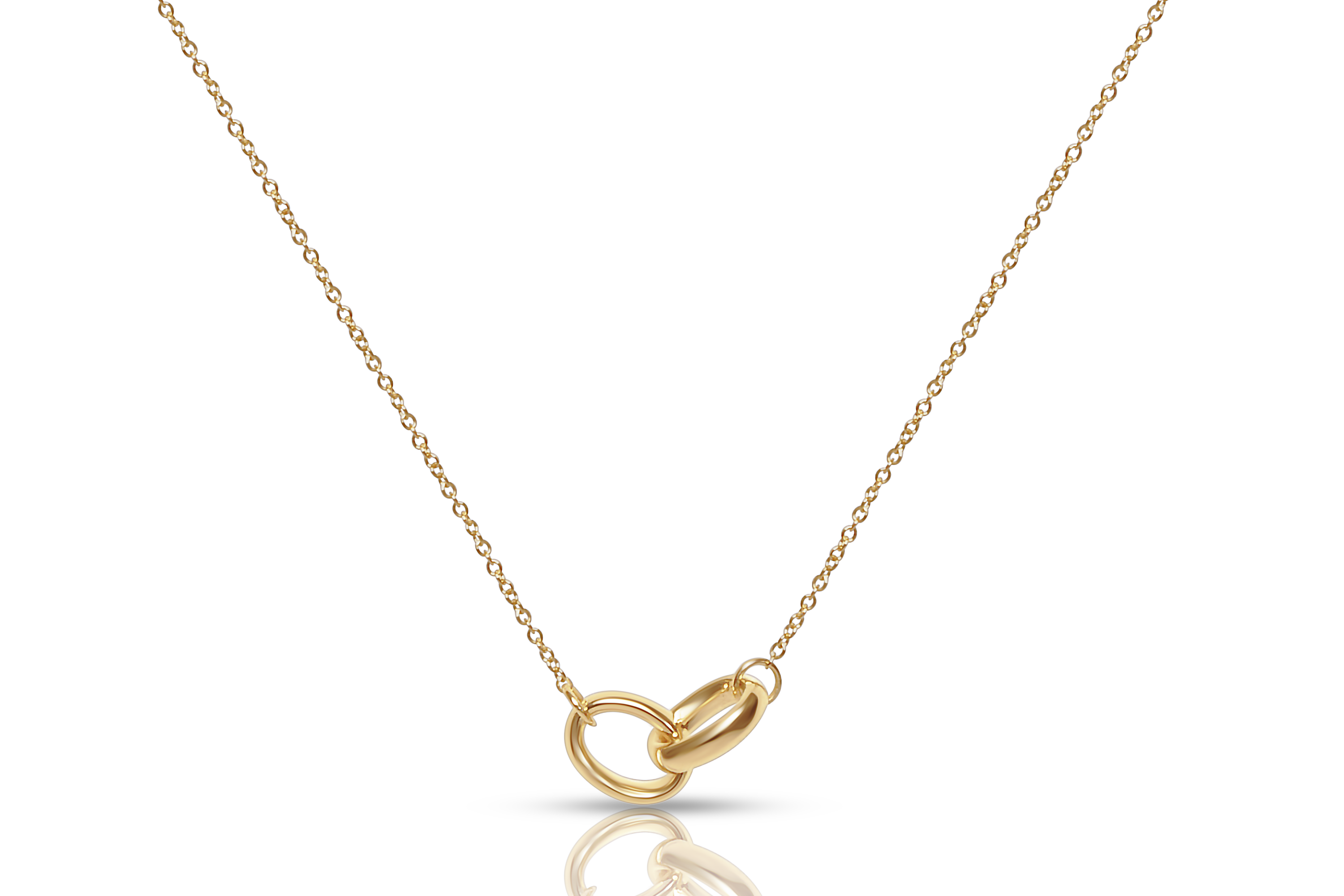 18K gold anchor chain necklace with double oval pendant – close-up real gold women's jewelry
