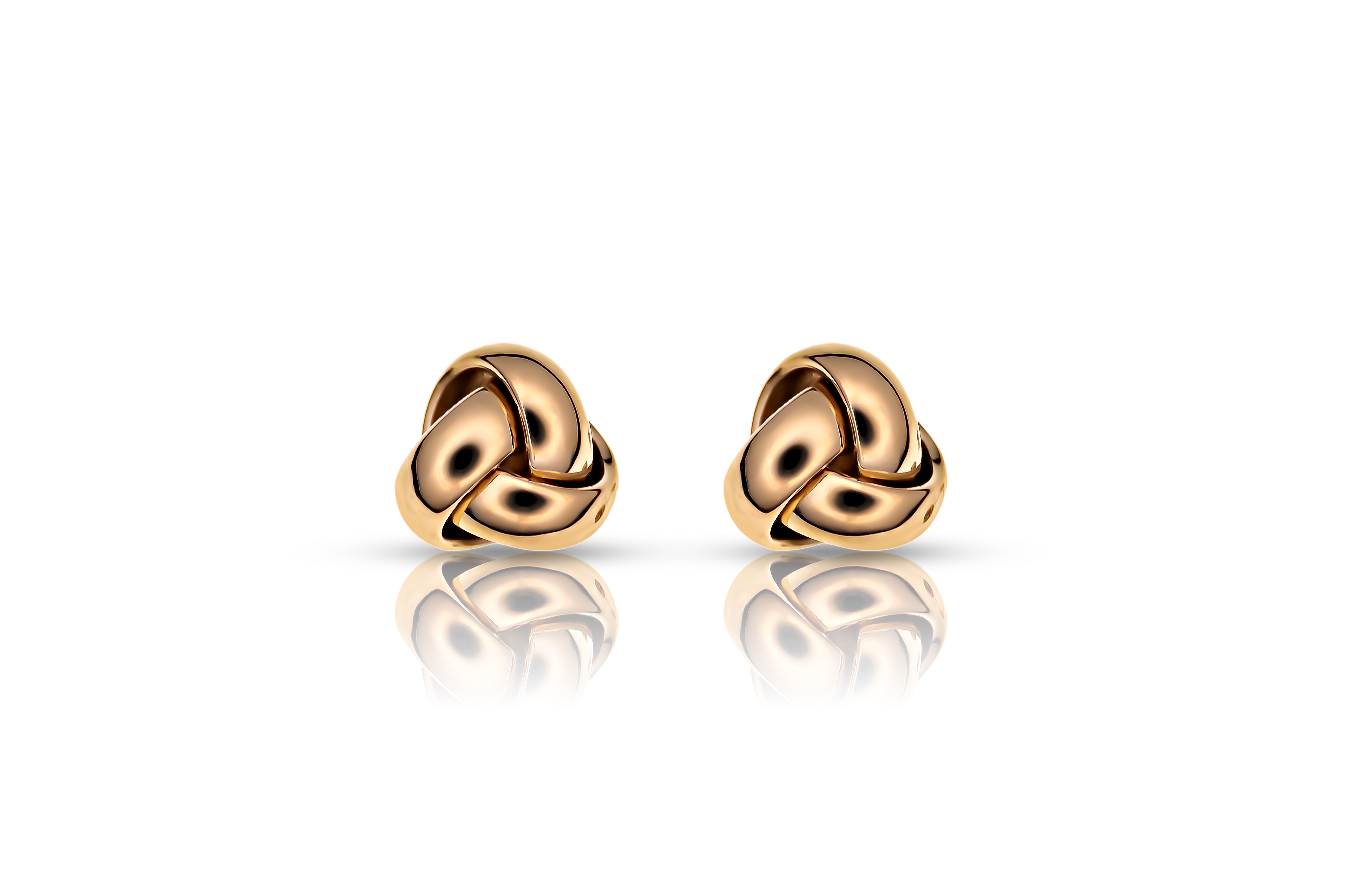 18K guldörhängen knut studs, framifrån äkta guld dam
