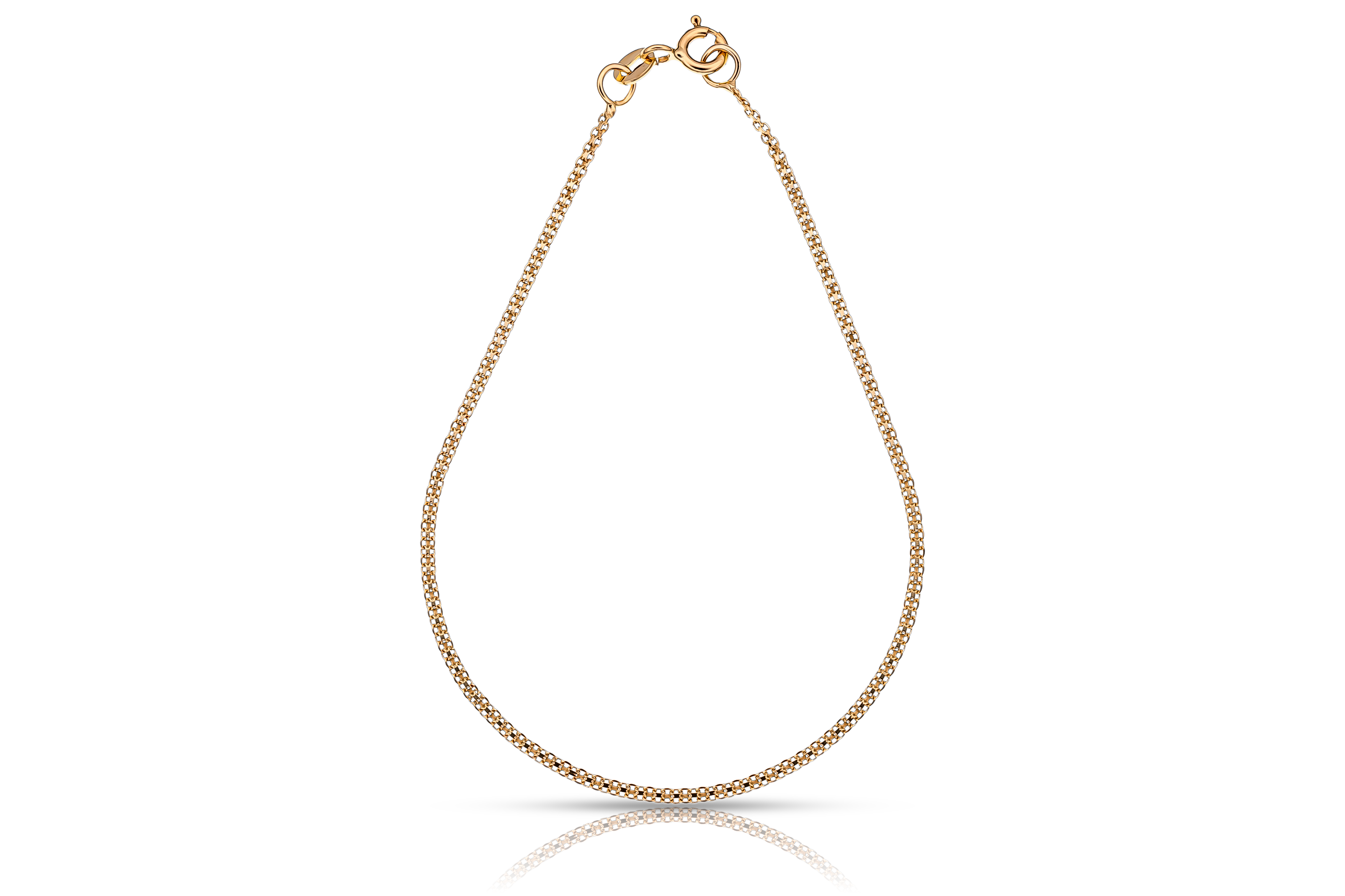 Thin 18K gold x-link bracelet, real gold women's jewelry