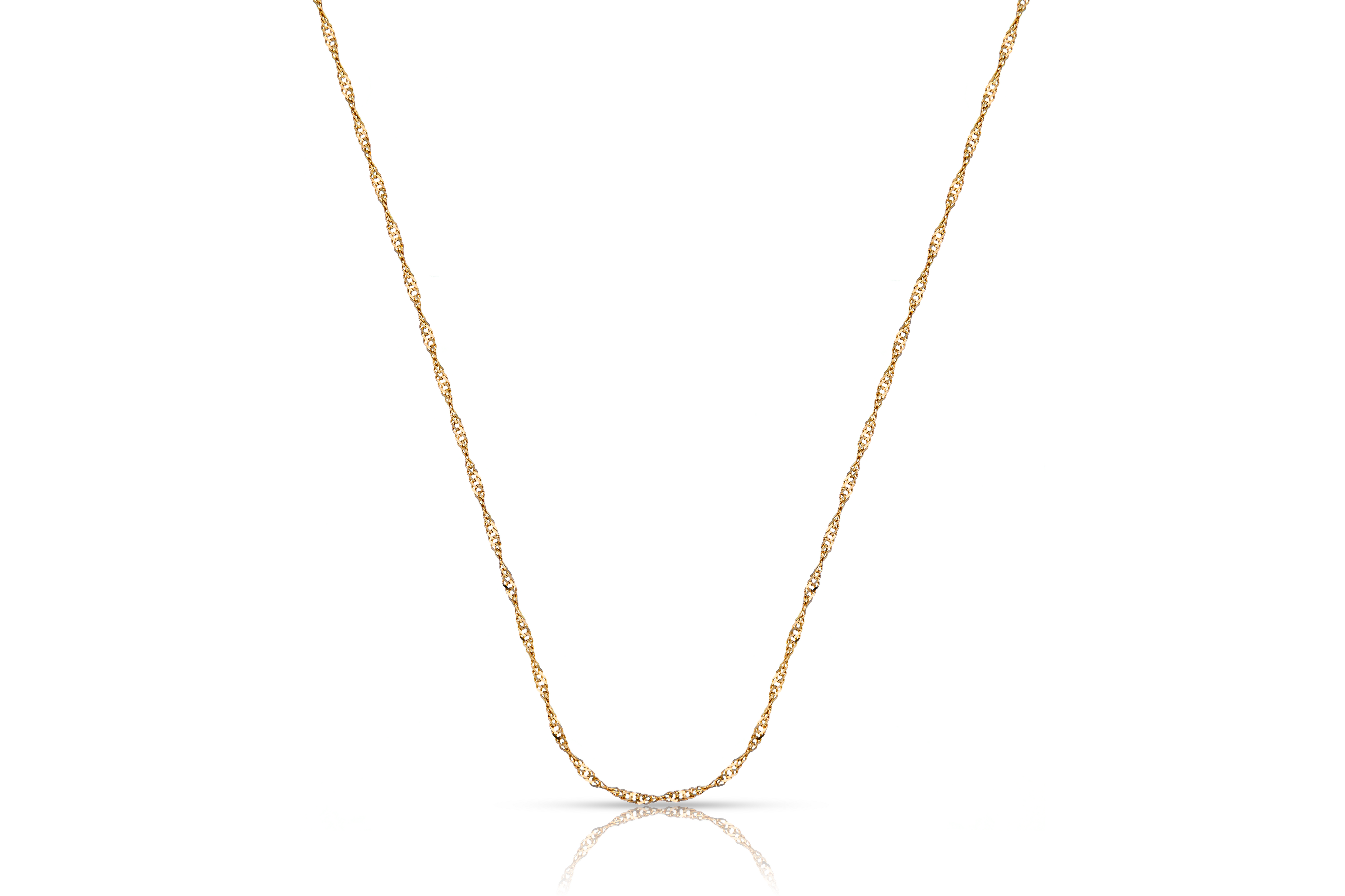 Thin 18K gold Singapore chain necklace, real gold women's jewelry