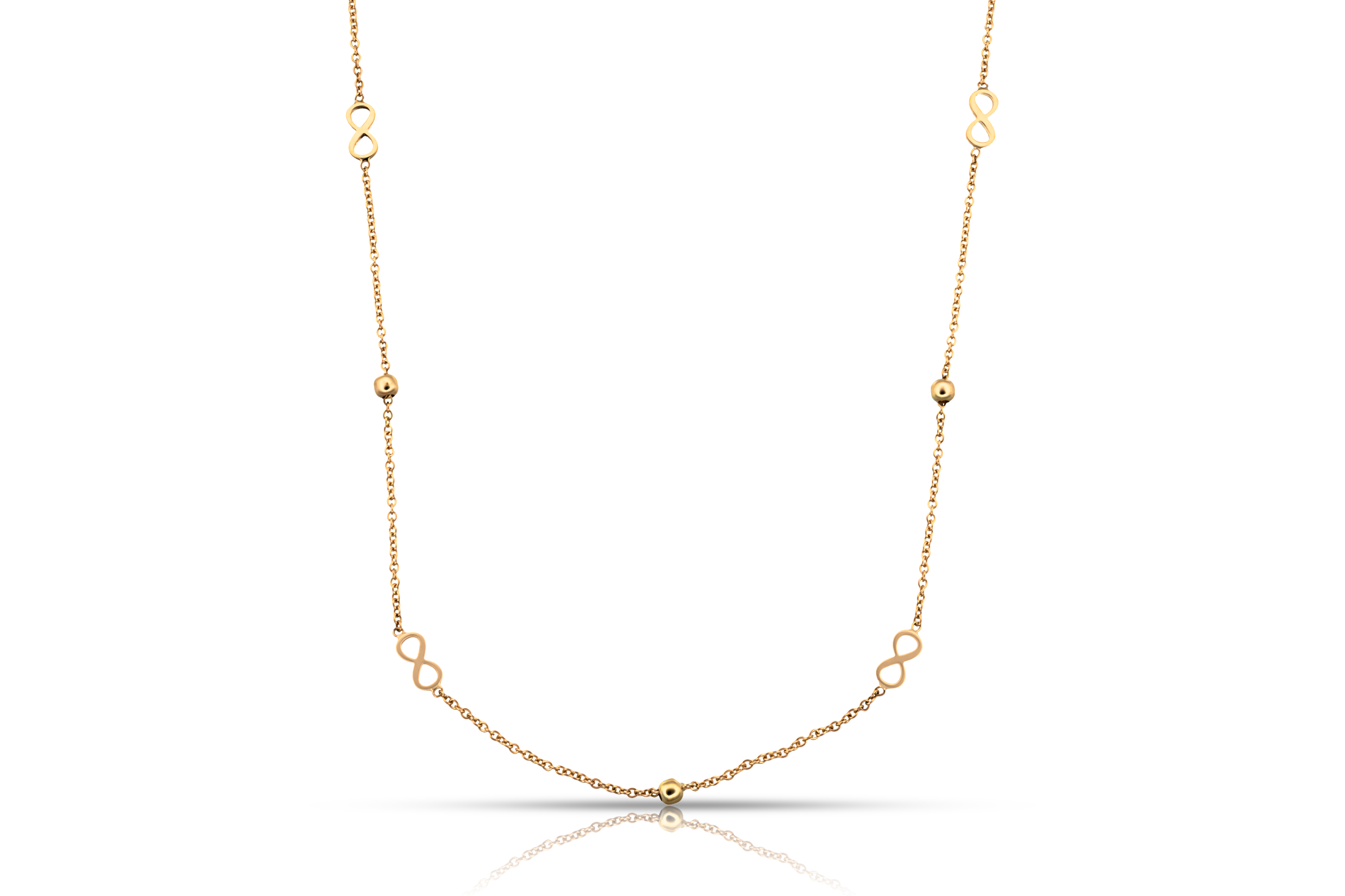 Guldhalsband evighetssymbol och kulor 18k