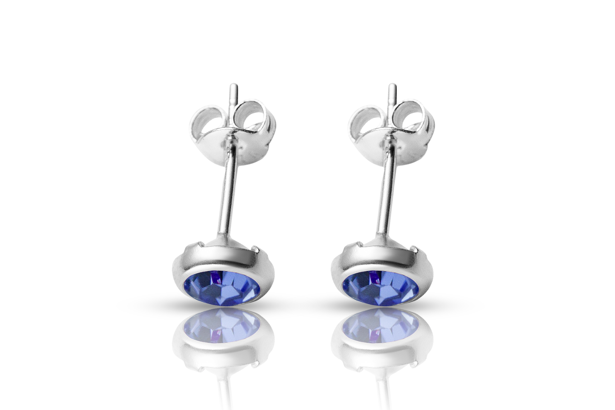 Silverörhängen med blå zirkonia studs, äkta silver dam
