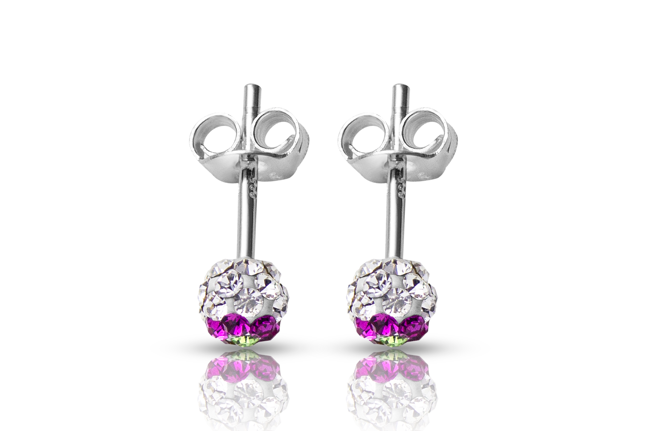 Silverörhängen röd kristallkula