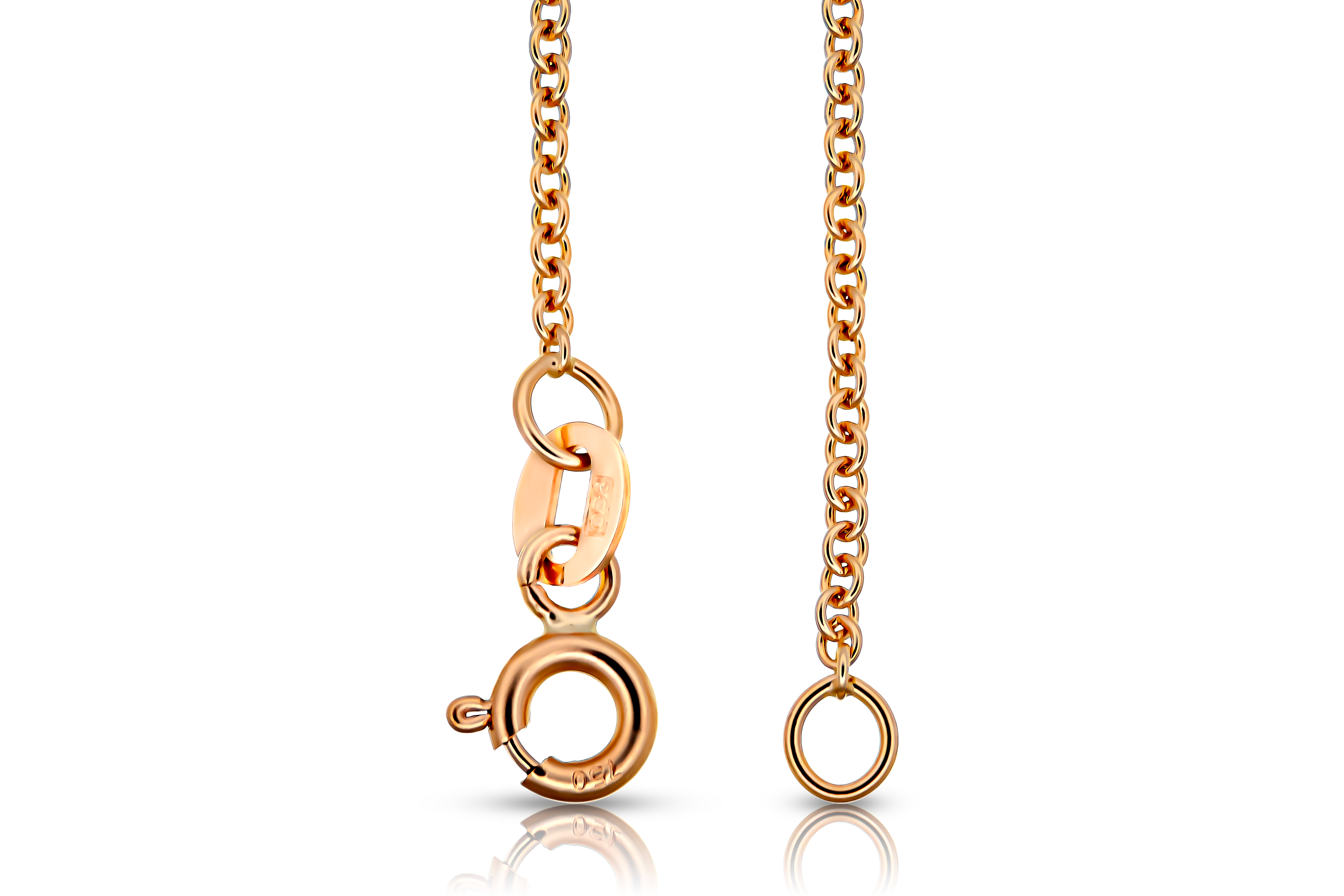 Thin 18K gold anchor chain bracelet with spring ring clasp, close-up real gold women's jewelry