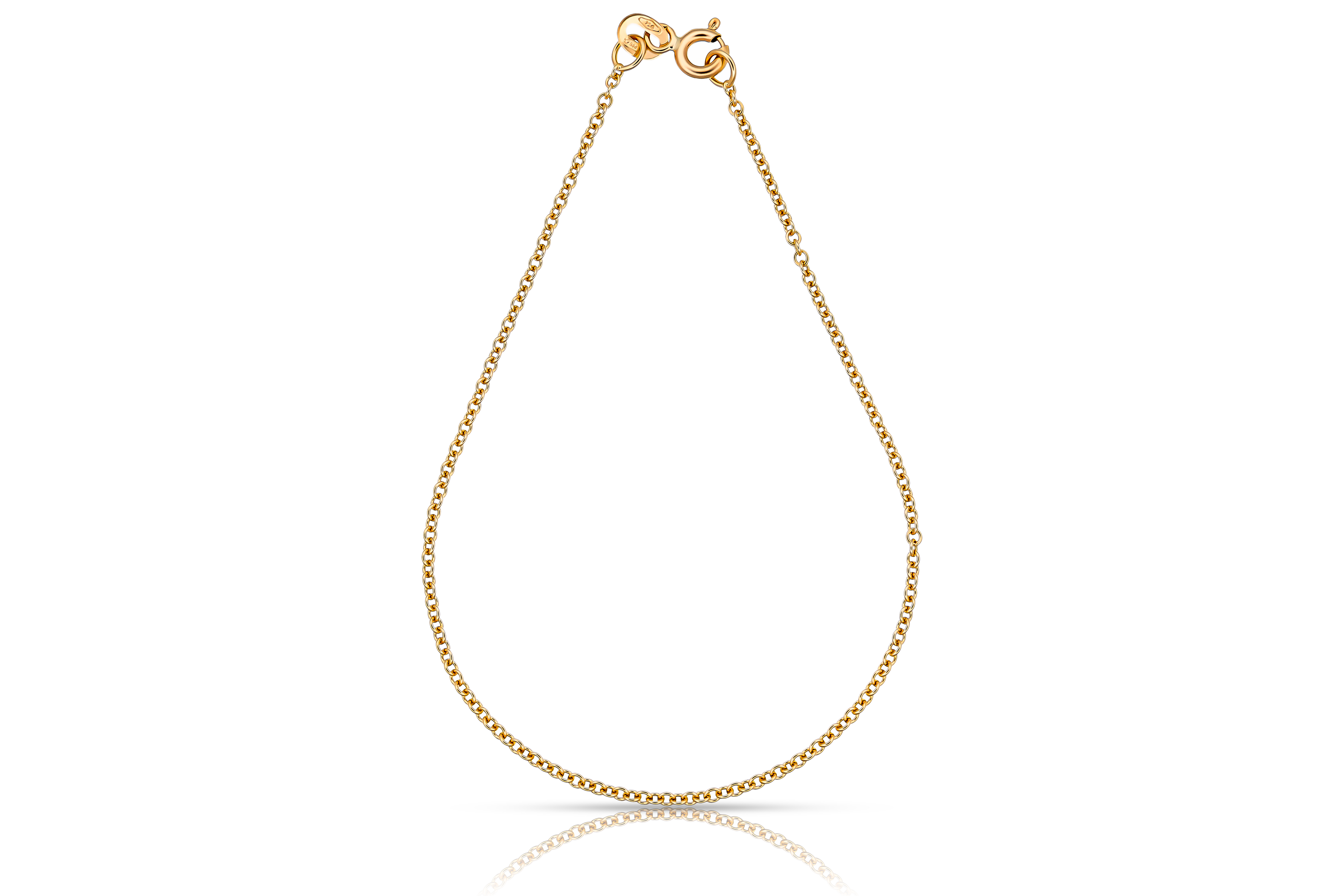 Thin 18K gold anchor chain bracelet, real gold women's jewelry