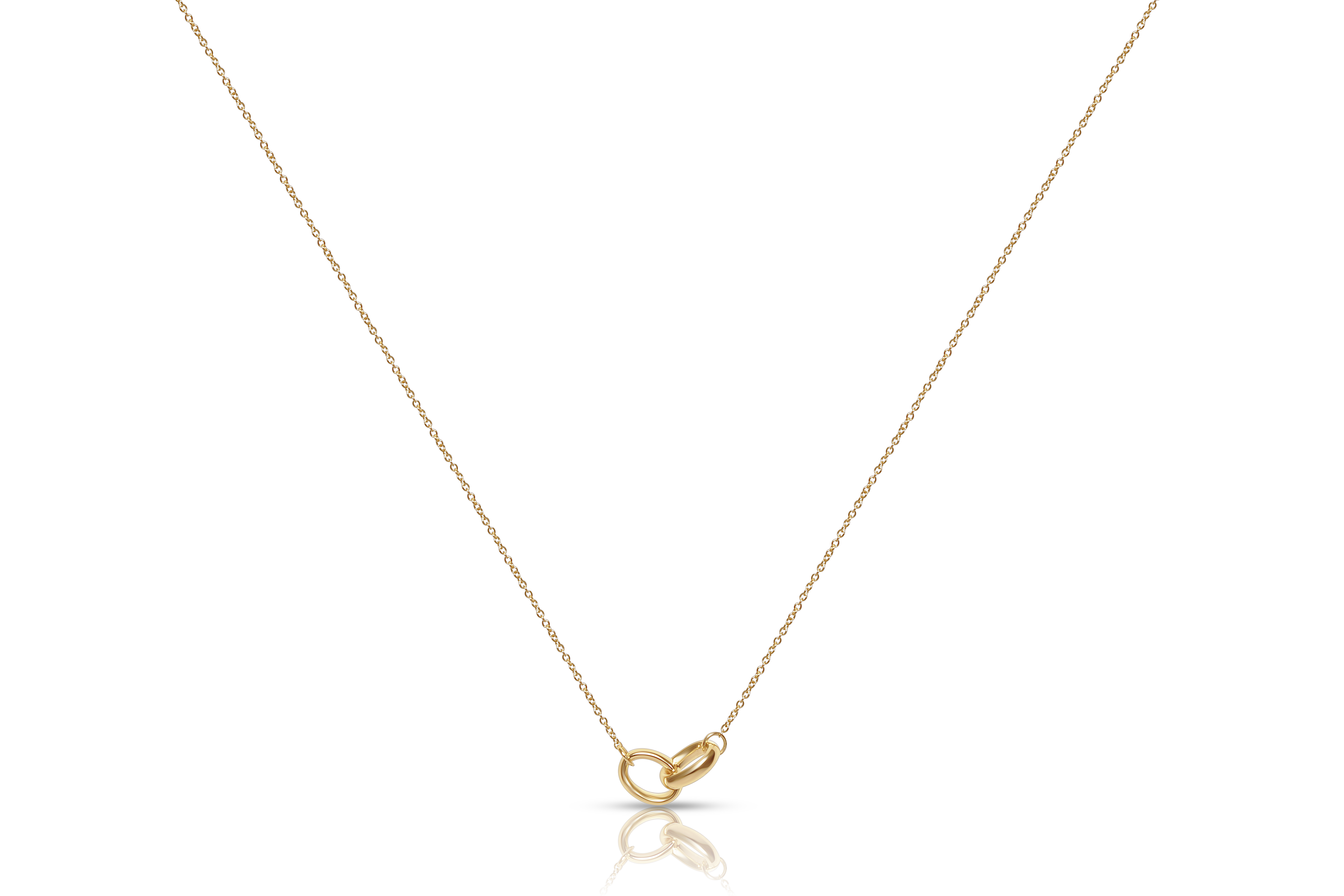 18K gold anchor chain necklace with double oval pendant, real gold women's jewelry