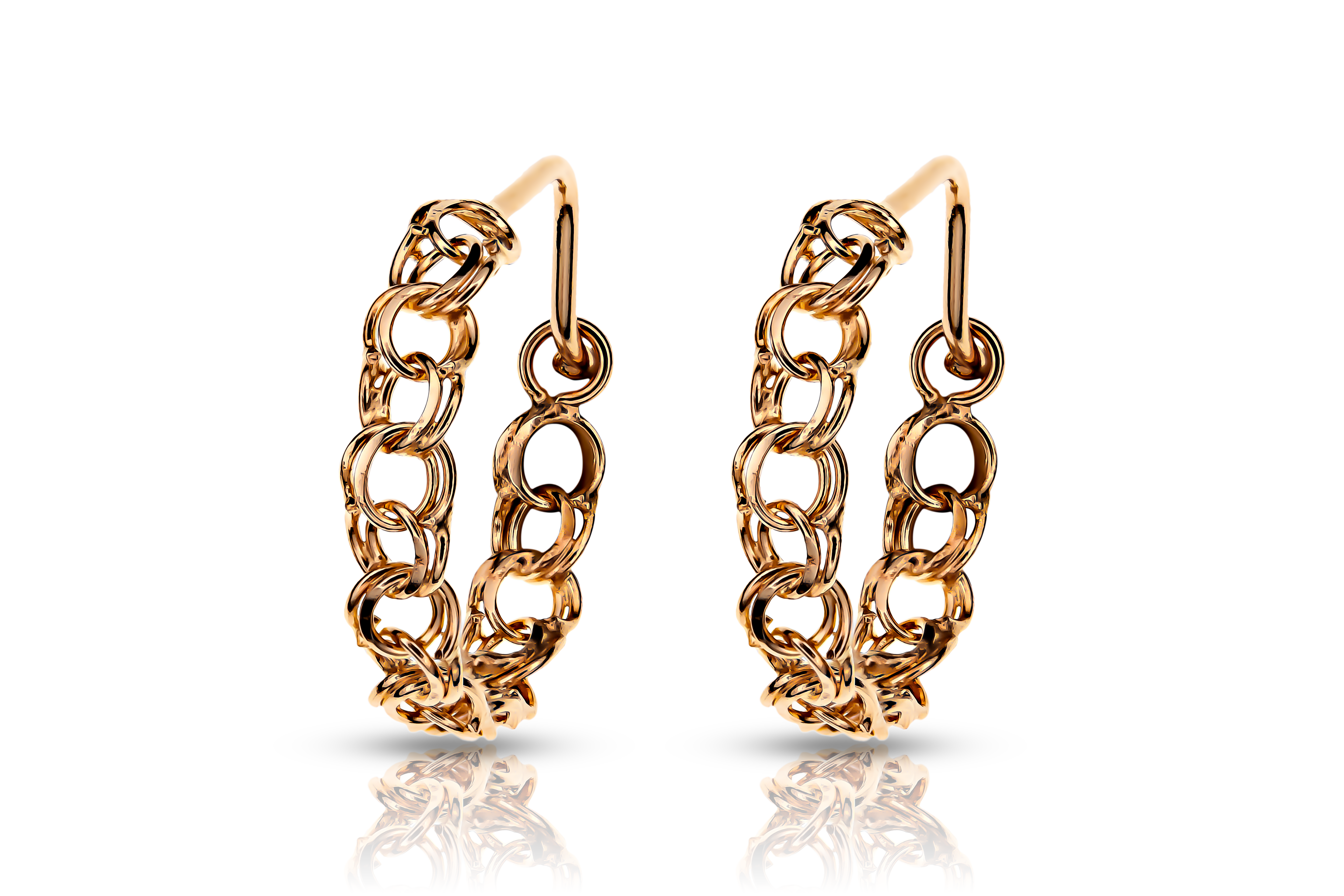 18K gold hoop earrings bismarck, real gold women's jewelry