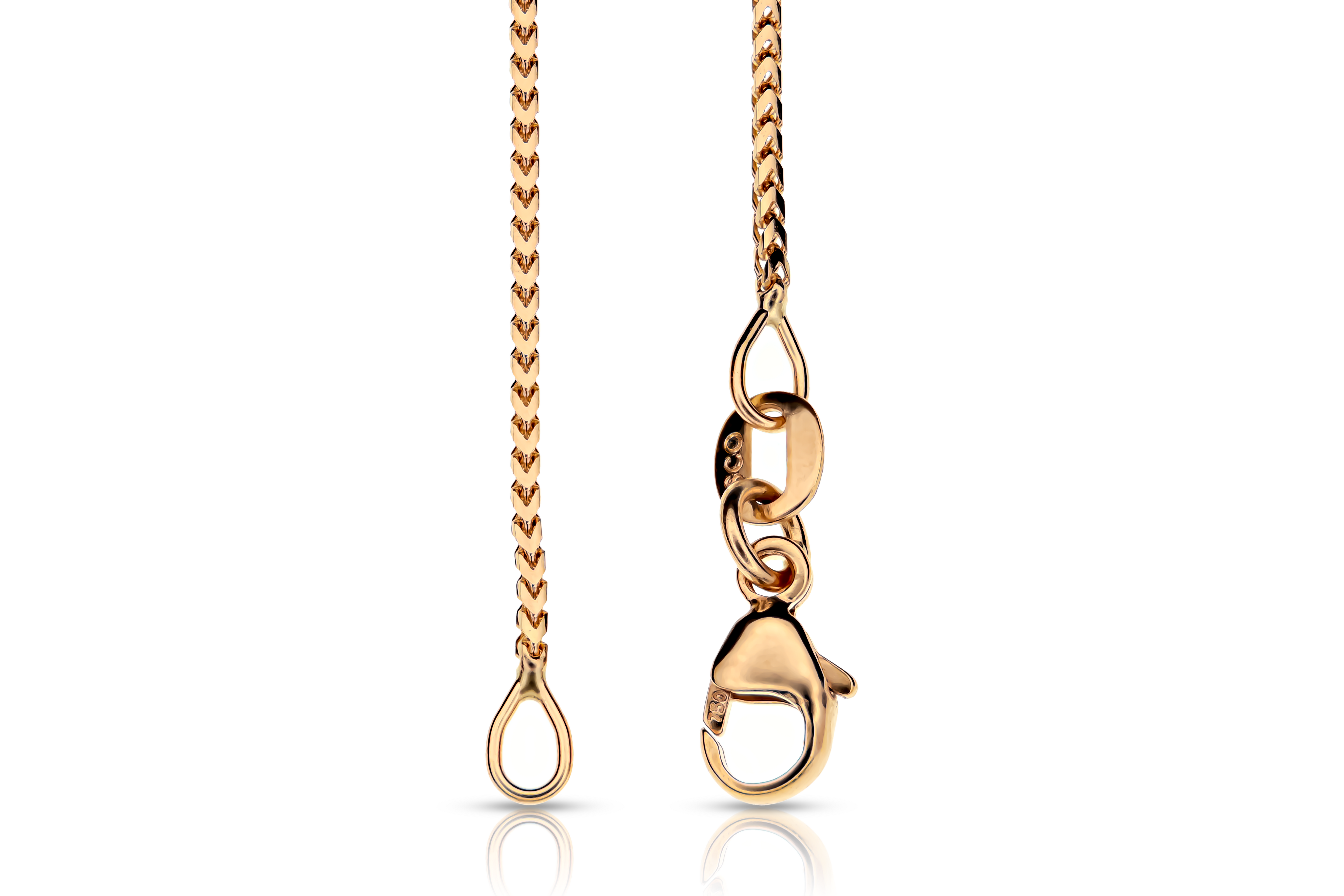 Thin 18K gold Franco chain bracelet with lobster clasp, close-up real gold women's jewelry