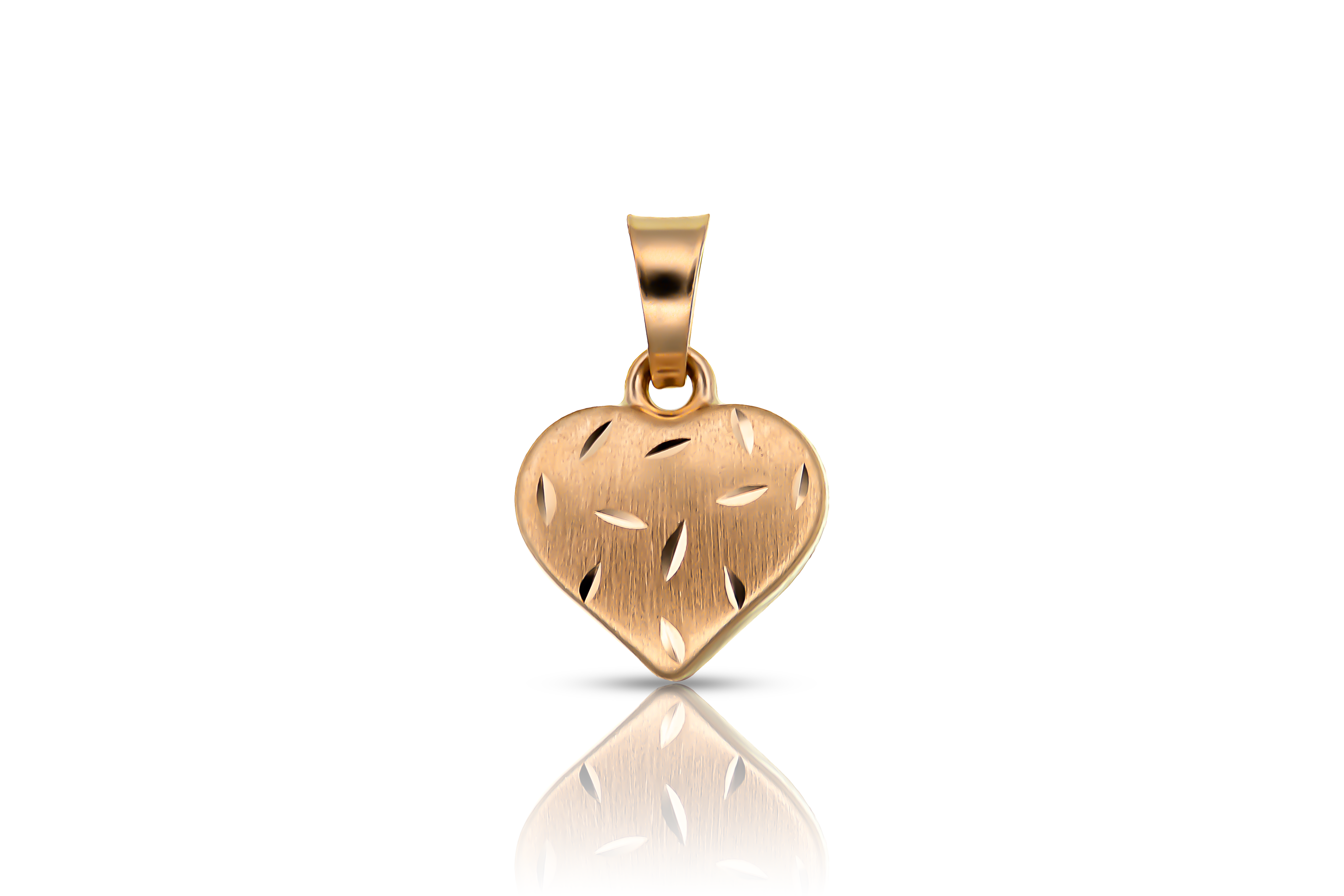 18K gold faceted heart pendant, real gold women's jewelry