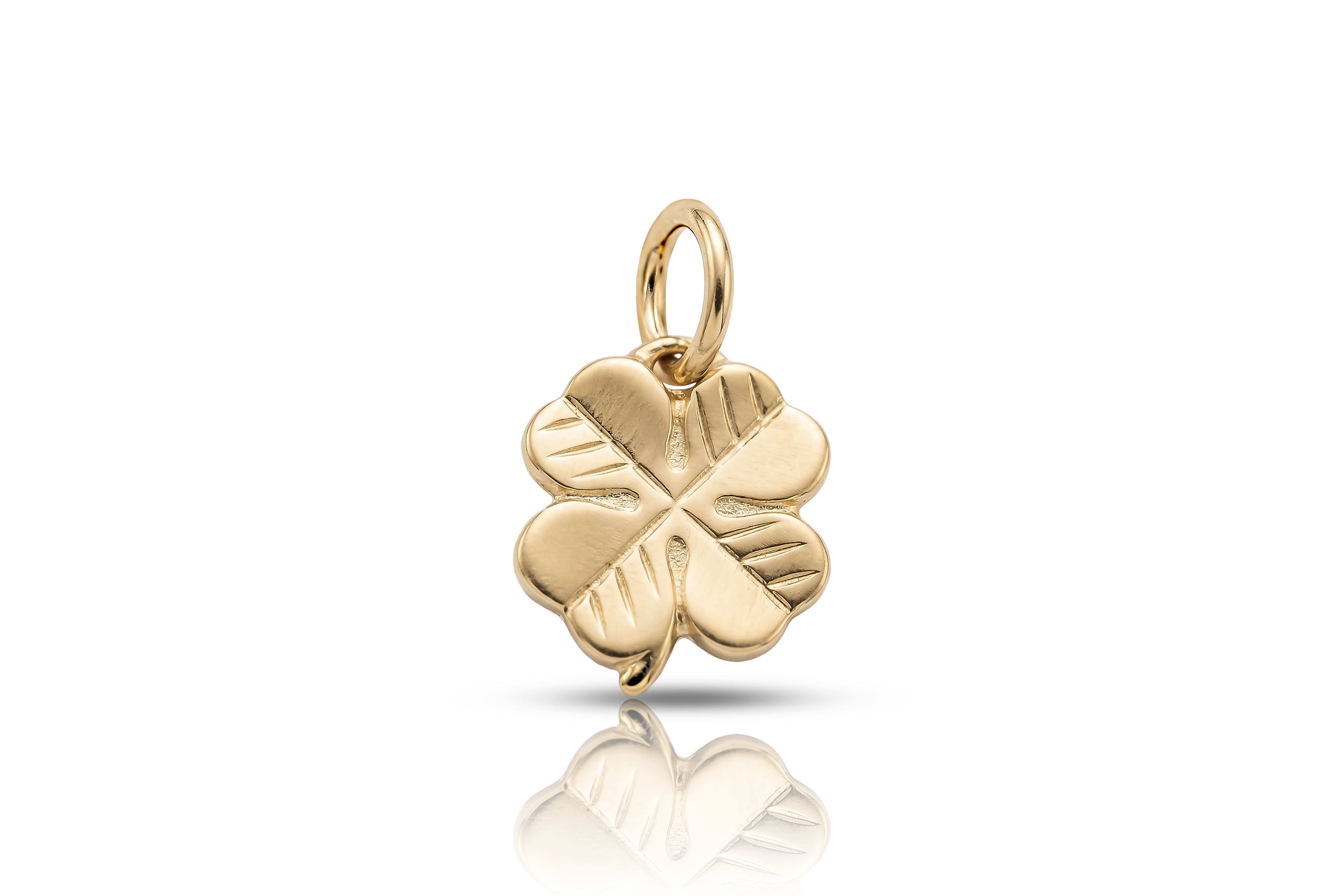 18K gold four-leaf clover pendant, real gold