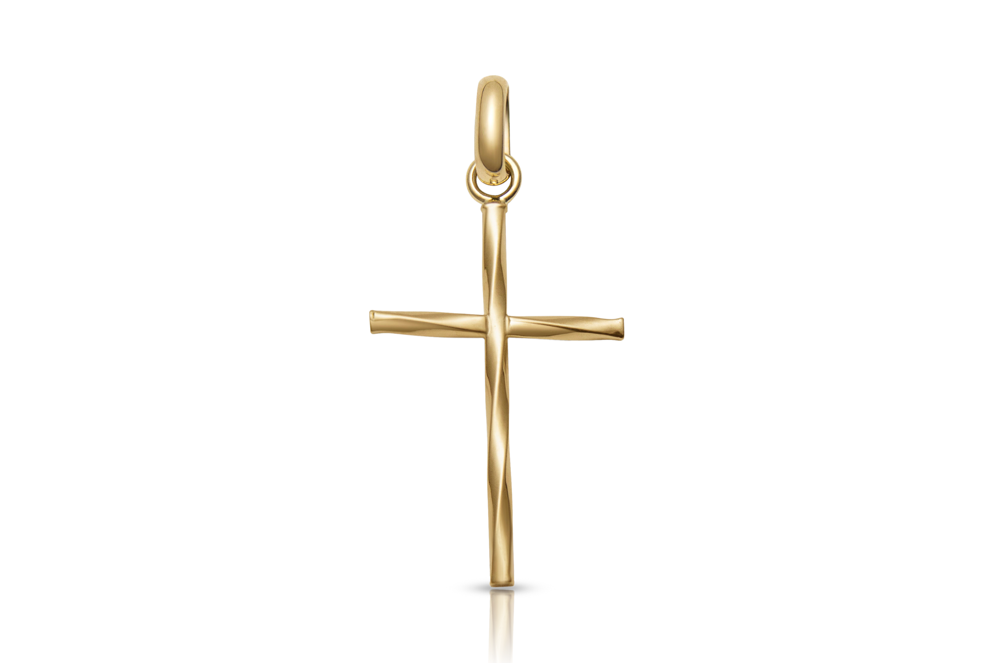 18K gold twisted cross pendant, real gold jewelry
