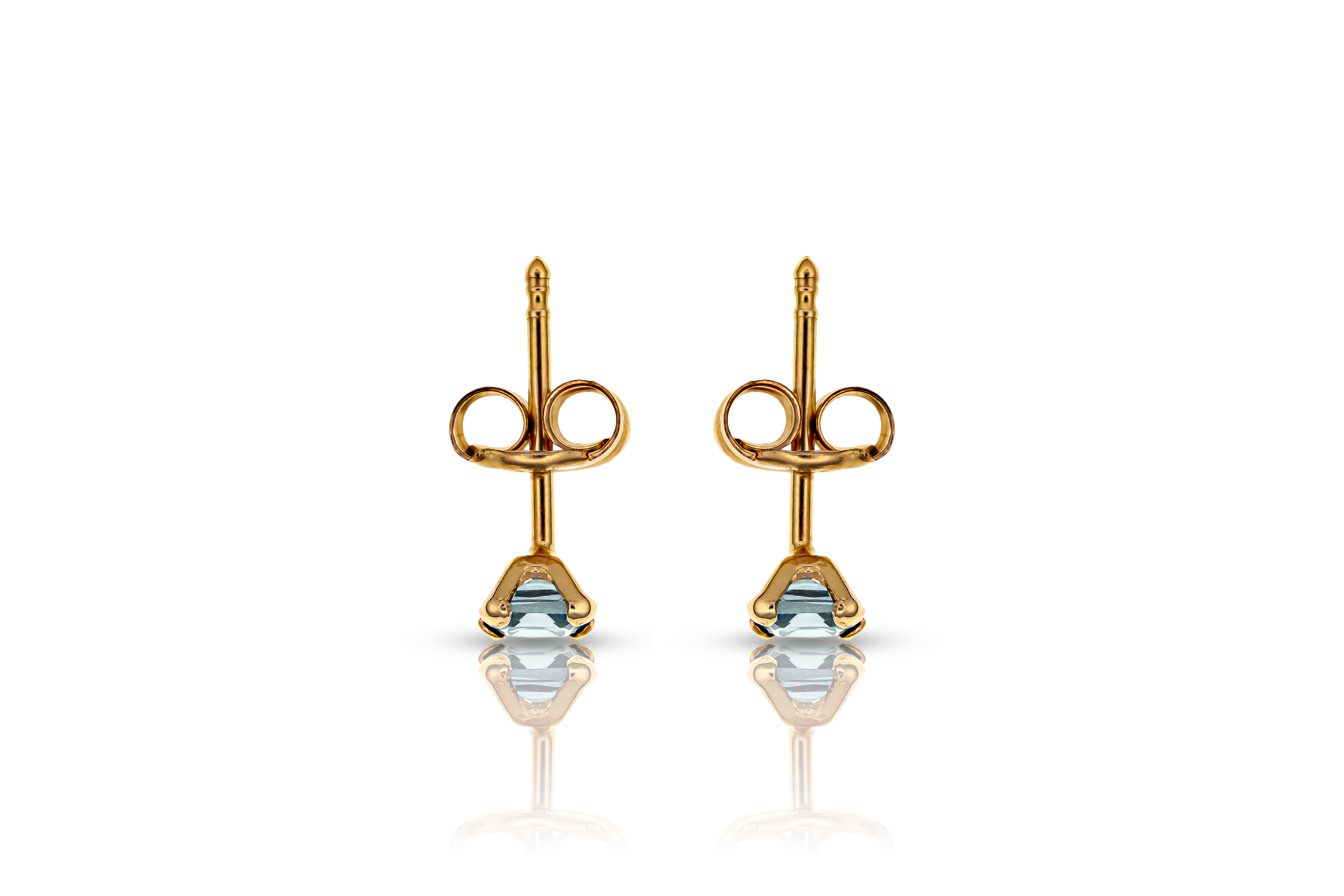 18K guldörhängen med blå zirkonia studs, äkta guld dam
