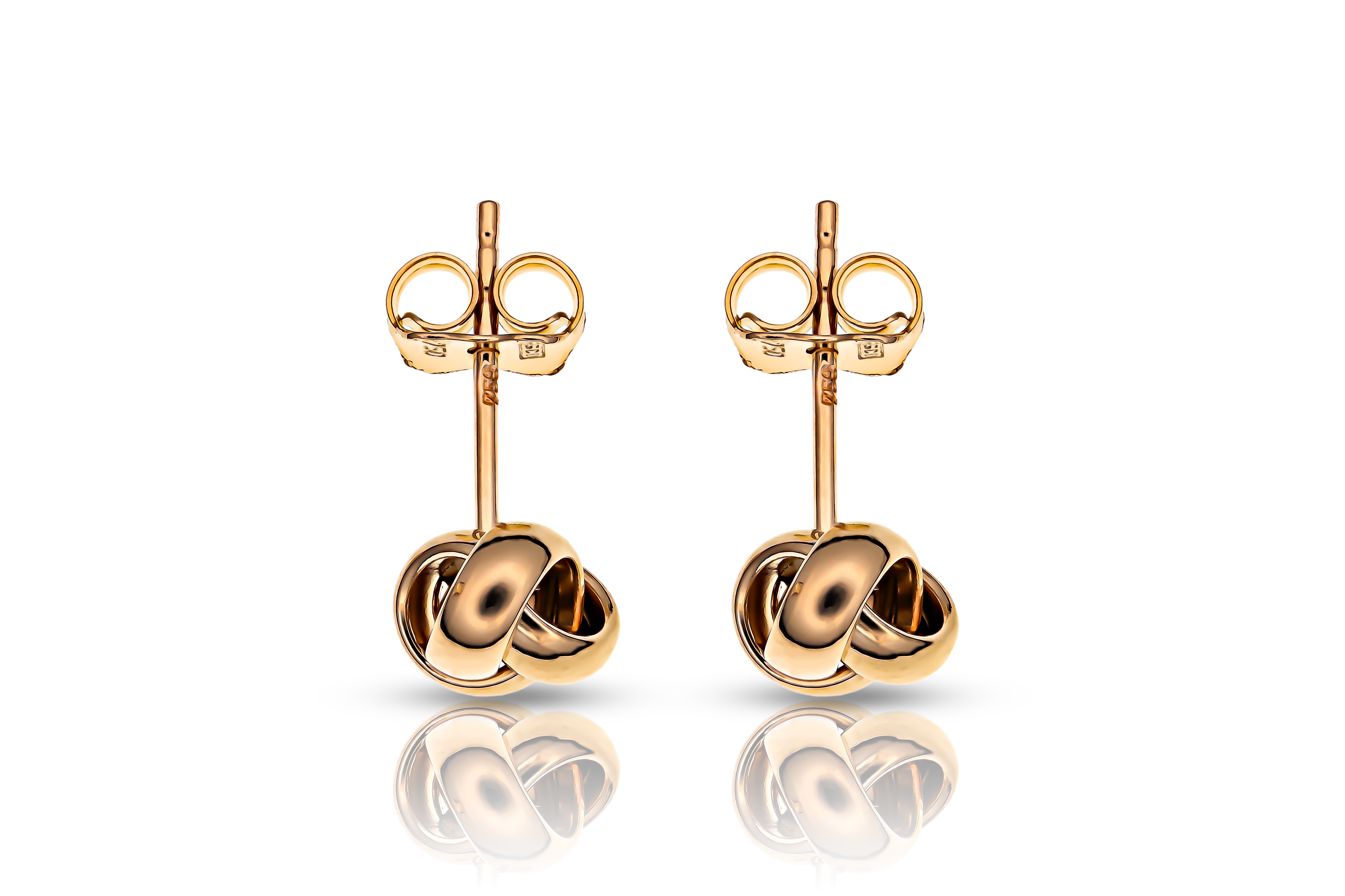 18K guldörhängen knut studs, äkta guld dam