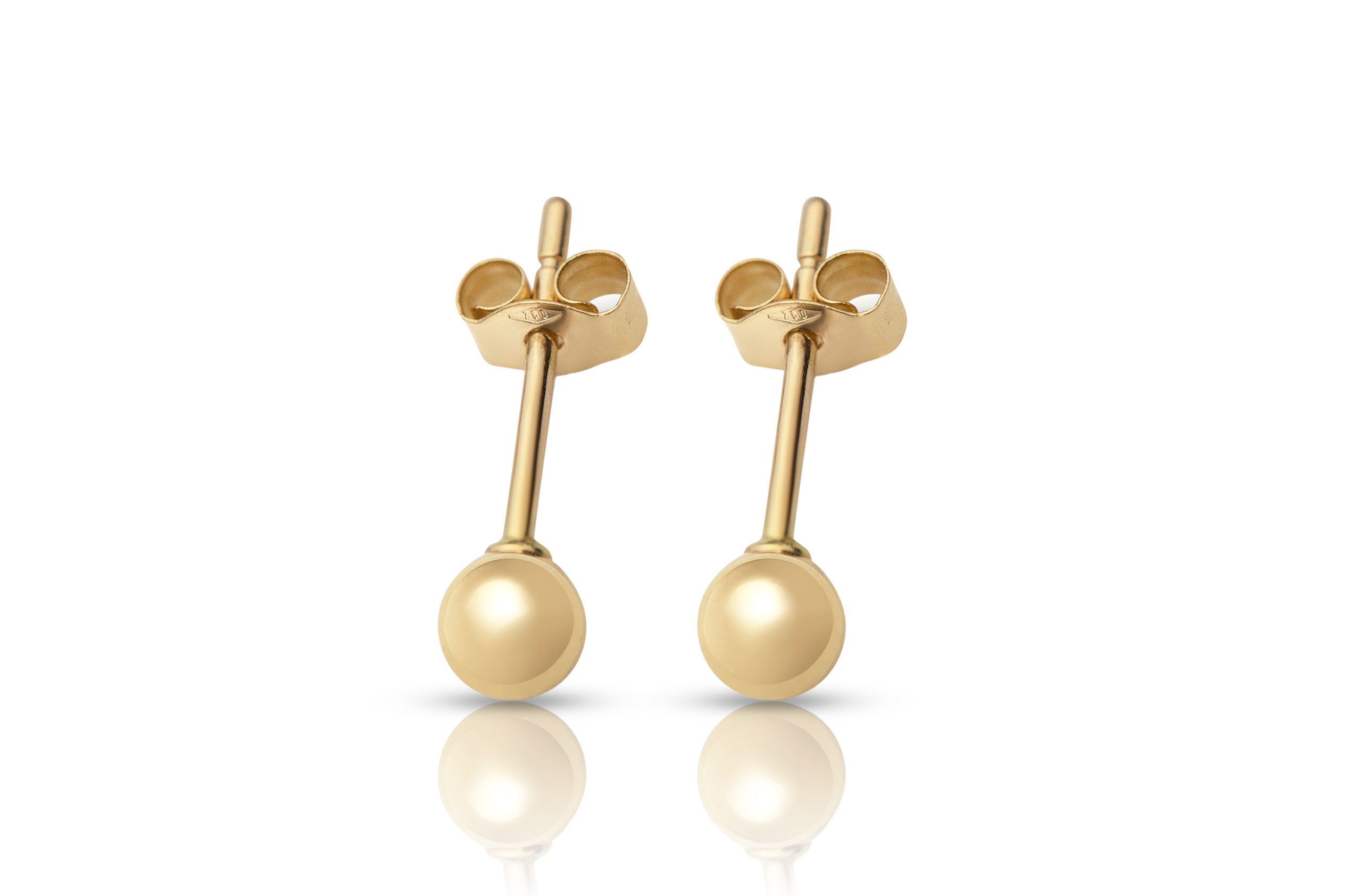18K guldörhängen med kula studs, äkta guld dam