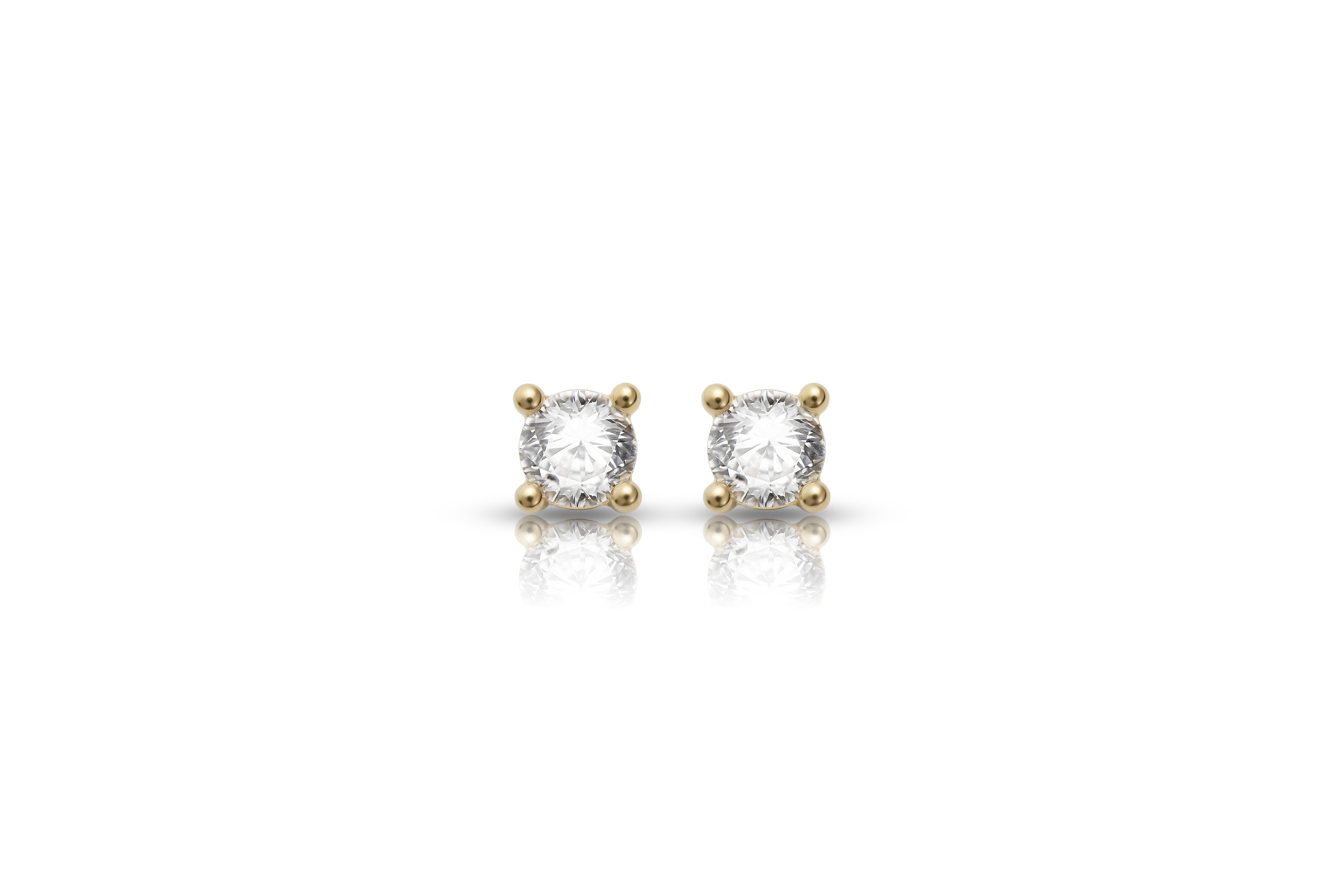 18K guldörhängen med zirkonia i kloinfattning studs, framifrån äkta guld dam