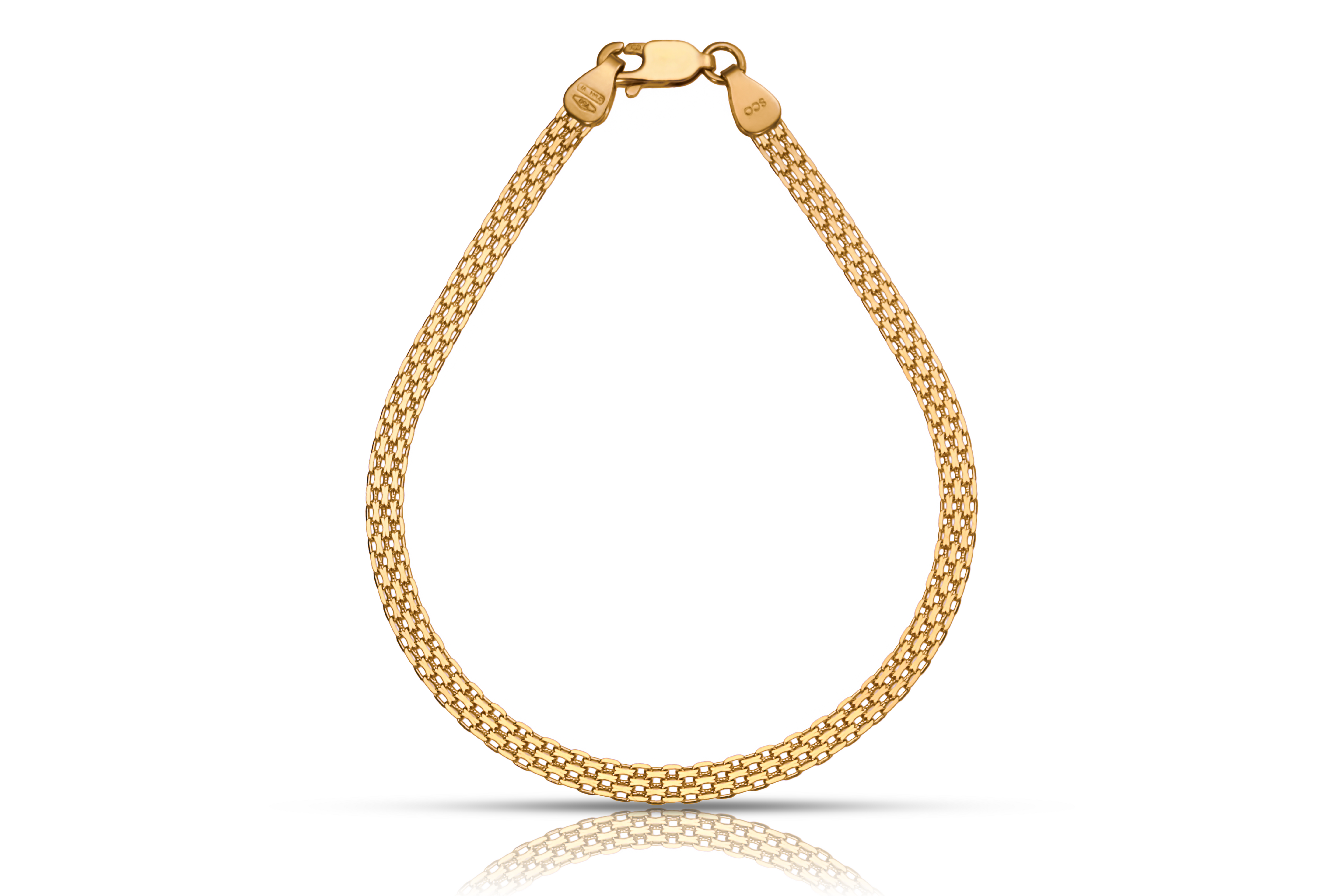 18K gold x-link bracelet with lobster clasp, real gold jewelry