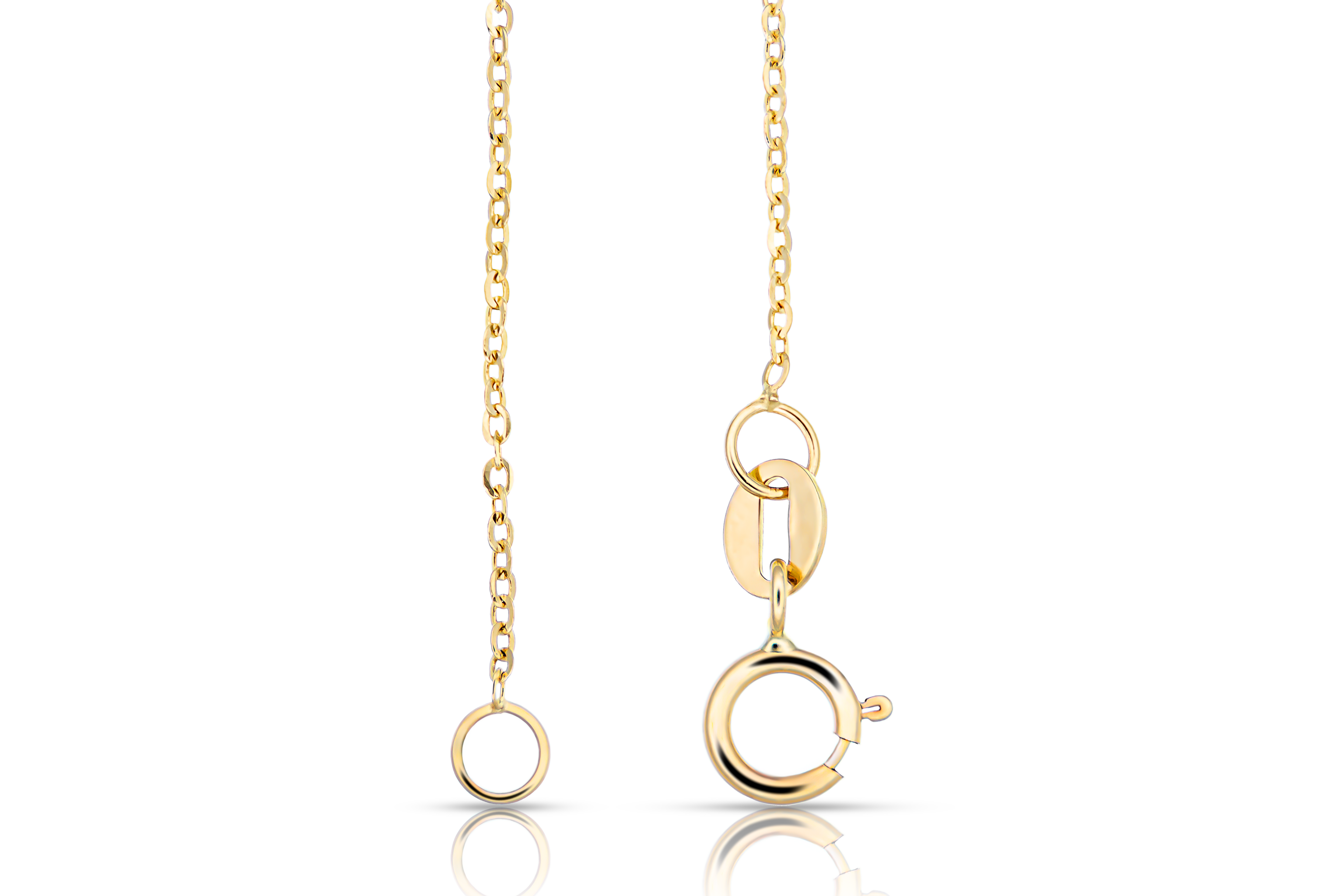 18K gold necklace with anchor chain tuttifrutti with bezel-set cubic zirconia with spring ring clasp, close-up real gold women's jewelry