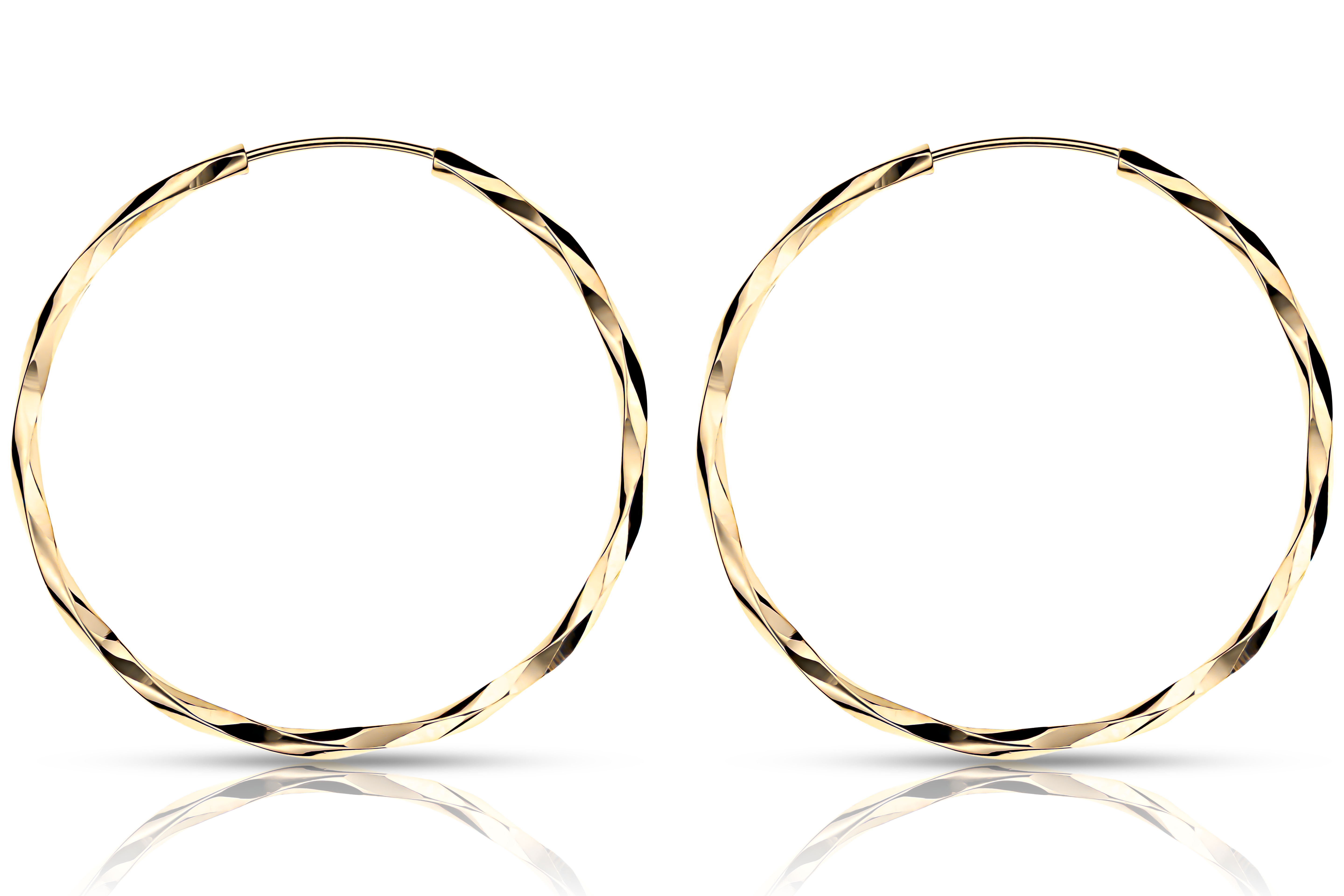 Guldörhängen creoler vridna facetterade 18k