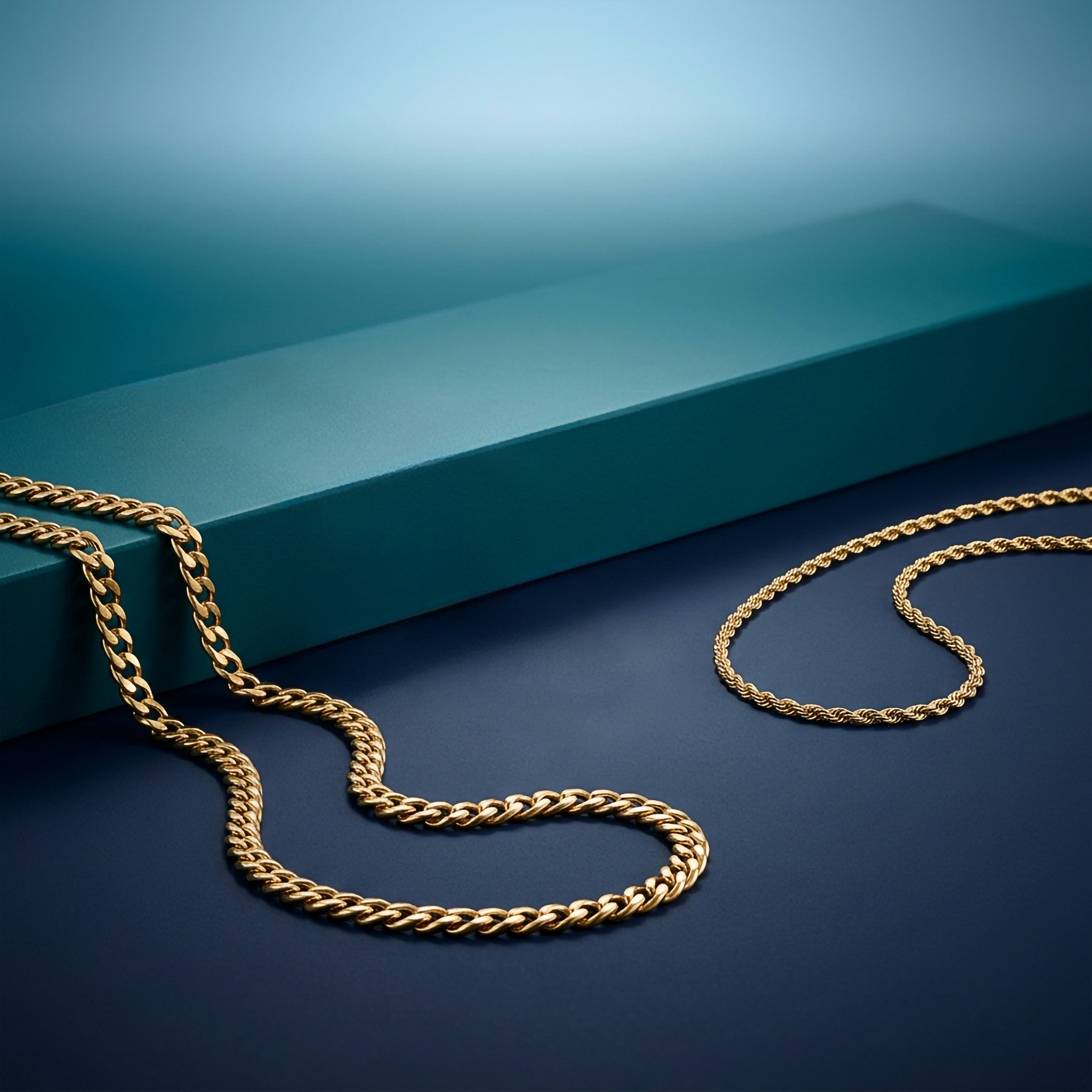 Nordic Bling collection gold necklaces, real gold 18k and 14k jewelry