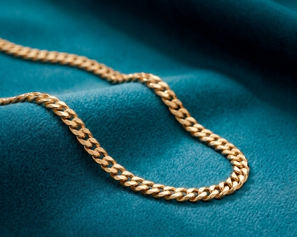 Nordic Bling collection curb necklaces, real gold and silver jewelry