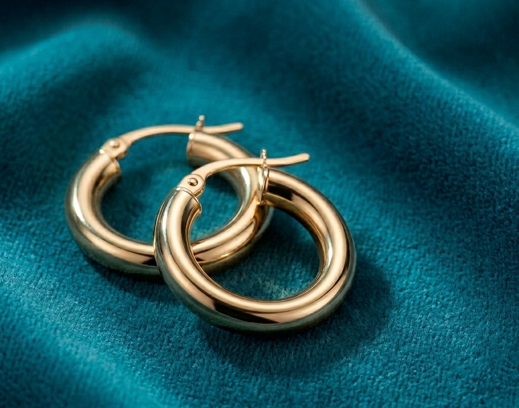 Nordic Bling collection hoop earrings, real gold and silver jewelry