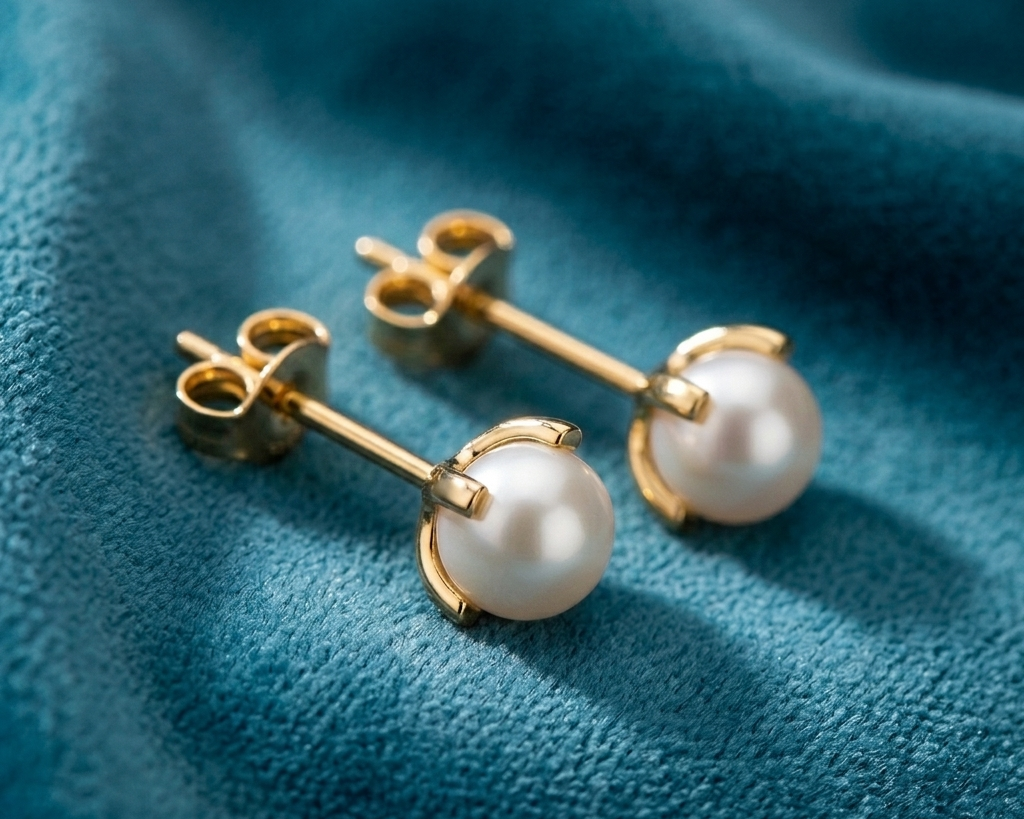 Nordic Bling collection pearl earrings, real gold and silver jewelry